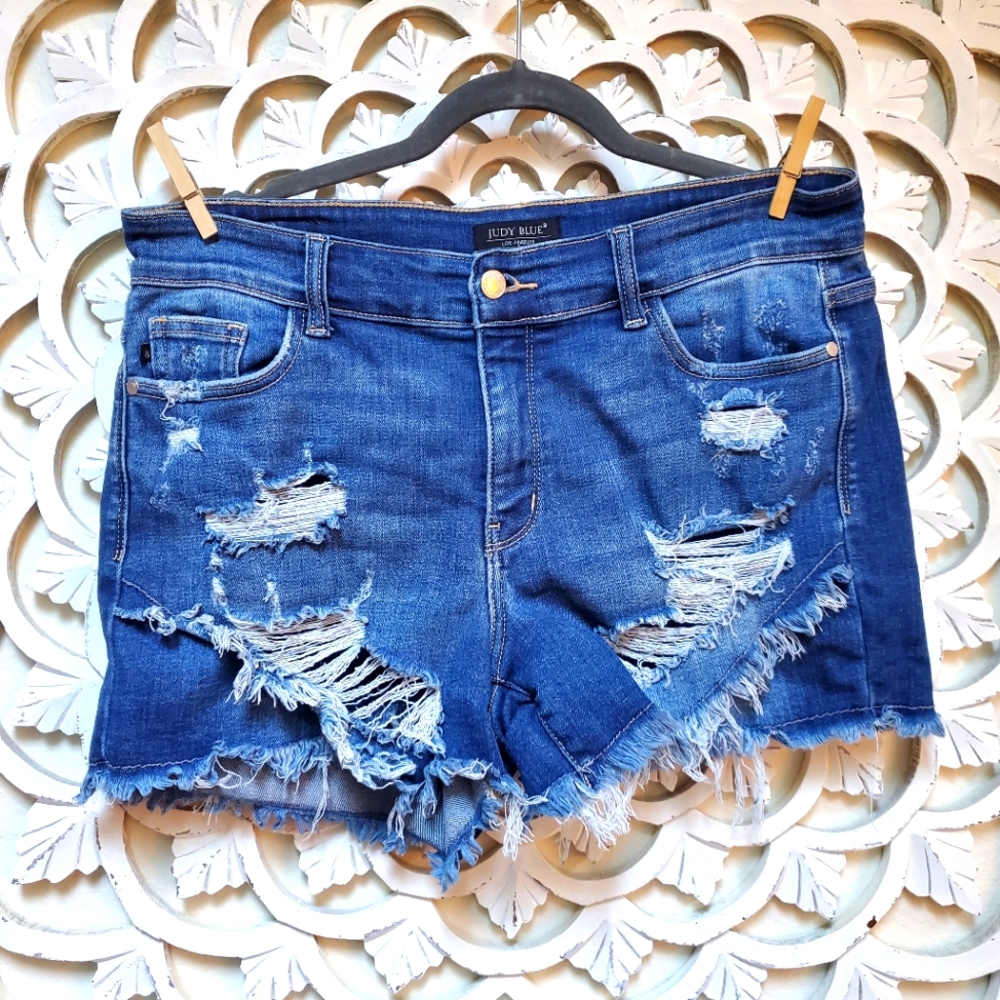 Judy Blue Distressed Denim Jean Shorts XL